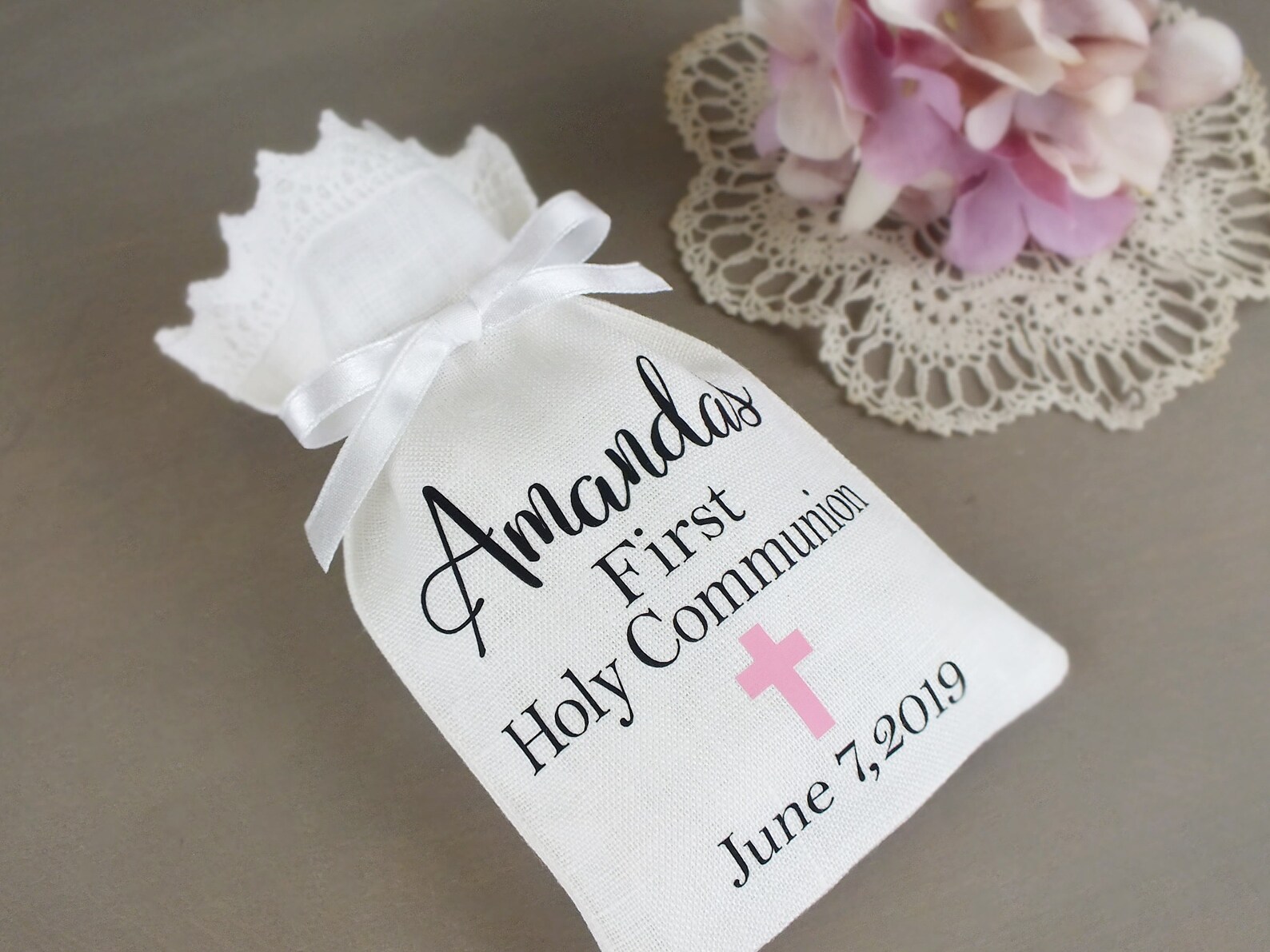 First Communion favor bags Personalized Baptism First Holy Etsy