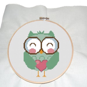 Cross stitch pattern of cute owl -modern cross stitch pattern- animal cross stitch pattern- owl cross stitch pattern- pdf download