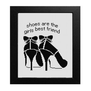 Cross stitch pattern of black shoes modern cross stitch pattern-quote cross stitch pattern shoe cross stitch pattern woman cross stitch image 1