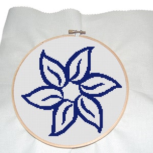 Schema punto croce moderno di fiore blu - schema punto croce romantico - schema punto croce floreale - schema punto croce fiore blu