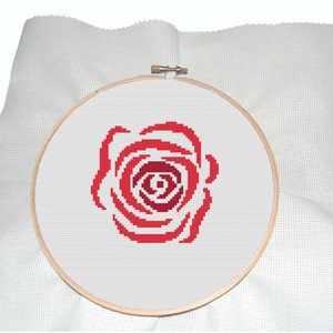 Cross stitch pattern red rose- modern cross stitch- flower cross stitch- rose cross stitch pattern- pdf download