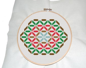 Folk cross stitch pattern - Traditional cross stitch pattern - arabesque cross stitch pattern- colorful geometric cross stitch pattern