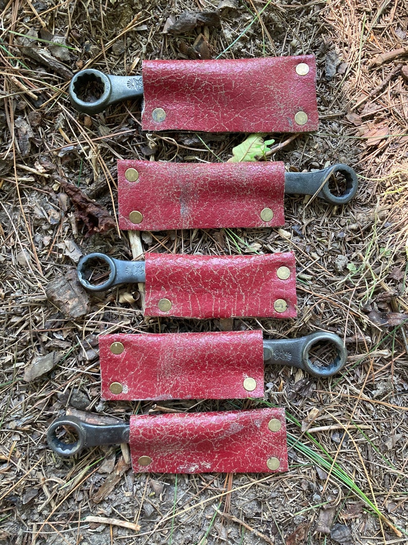 Hand Forged Recycled Upcycled Wrench Kiridashi Woodmarking Every Day Carry Pocket Utility Knife with Leather Sheath image 4