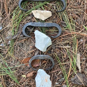 Hand forged hand made primitive fire starting flint and steel flint strikers