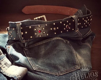 40's / 50's style jeweled belt [J201 Calacal] / studded belt, western, biker, rockabilly, hotrod, vintage, heritage style