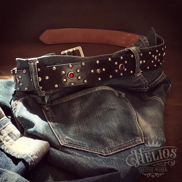 40's / 50's style jeweled belt [J201 Calacal] / studded belt, western, biker, rockabilly, hotrod, vintage, heritage style