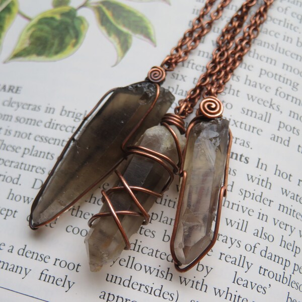 Smoky Quartz Crystal Necklace, Smoky Quartz Point Pendant, Raw Smoky Quartz Necklace, Copper & Smoky Quartz Necklace, Smokey Quartz Pendant