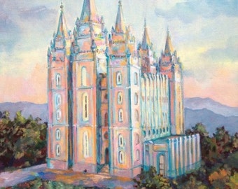 Salt Lake Sunset Oils LDS Temple PRINT, variety of sizes available