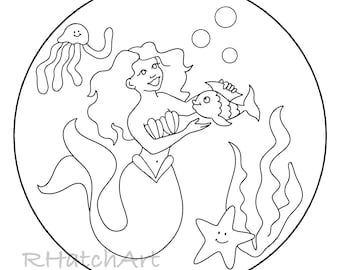 Mermaid Stencil & Screenprint Digital Art
