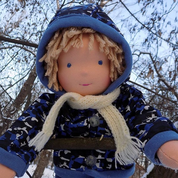 15 inch natural soft waldorf doll boy, natural fabric doll boy, rag doll boy, textile doll, fabric doll boy, cloth doll, personalized doll