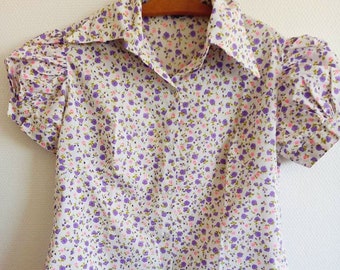 Chemisier motifs fleurs pastel // Vintage 60's