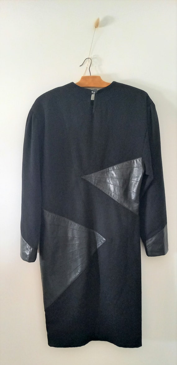 Robe noir "laine et cuir"// Vintage dress 80's///… - image 8