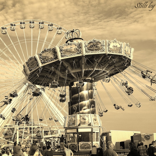 Décor de chambre d'enfant, grande roue géante de balançoire, parc d'attractions de carnaval, décor de maison de plage, art nostalgique de rivage du New Jersey, art de mur de chambre d'enfants