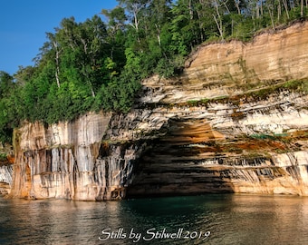 Pictured Rocks National Lakeshore,Painted Caves,Lake Superior,Michigan Great Lakes Fine Art Photography,Travel Photography,Lake House Decor