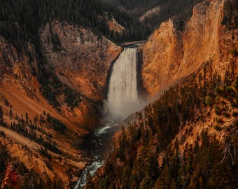 Yellowstone River Print,Western Decor,Waterfall Fine Art Photograph,Montana Ranch Wall Art,Wyoming Cabin Art,Grand Canyon of the Yellowstone