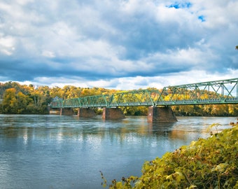 Frenchtown Bridge, Bridge Art, Bridge Fine Art Photography, New Jersey Bridge, Autumn Foliage,  Autumn Scene