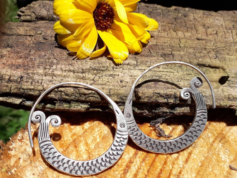 Tribal Earrings Hill Tribe Earrings Karen Hill Tribe Silver Earrings Boho Earrings Ethnic Earrings Silver Hoops HT30