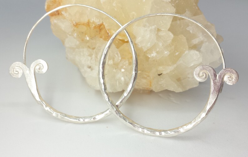 HT13 Boho Earrings Ethnic Earrings Hill Tribe Earrings Karen Hill Tribe Silver Fishtail Hoop Earrings Gypsy Earrings Tribal Earrings