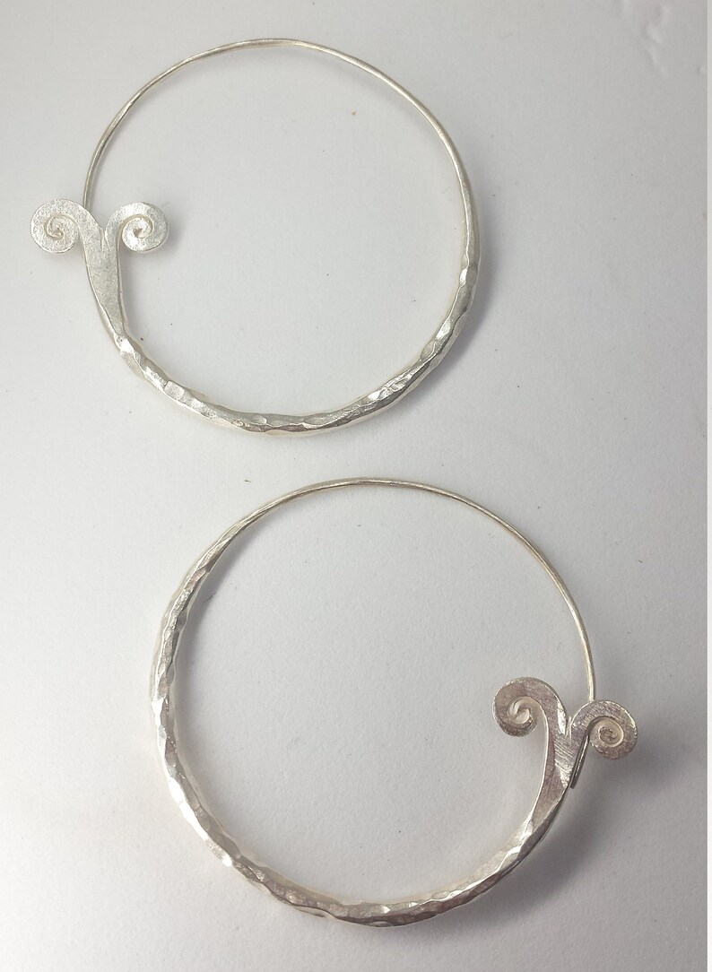 HT13 Boho Earrings Ethnic Earrings Hill Tribe Earrings Karen Hill Tribe Silver Fishtail Hoop Earrings Gypsy Earrings Tribal Earrings