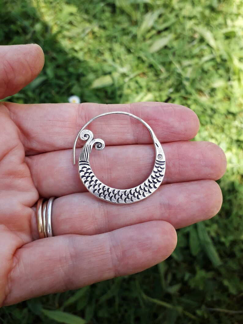Tribal Earrings Hill Tribe Earrings Karen Hill Tribe Silver Earrings Boho Earrings Ethnic Earrings Silver Hoops HT30