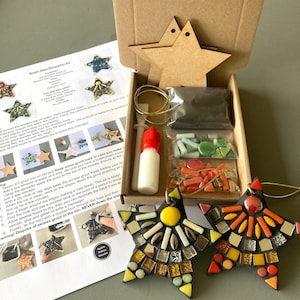 Mosaic Stars Decoration Kit, You Choose the Colours, Christmas DIY Hangings