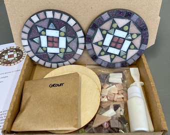 Pretty Pastel Mosaic Coaster Kit, Ideal Gift, Make Your Own.