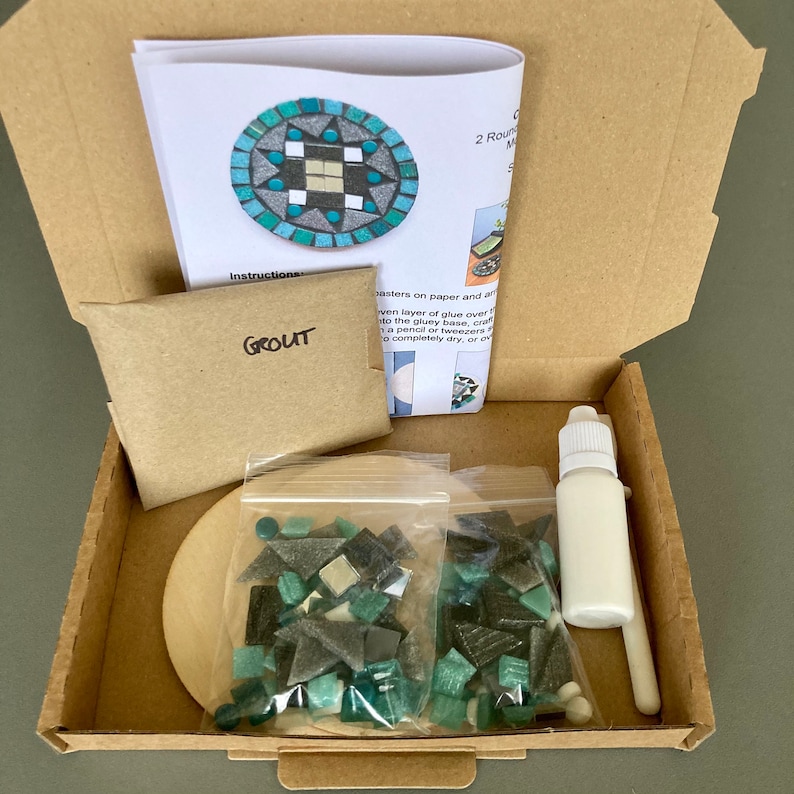 Teal and Grey Mosaic Coaster Kit Ideal Gift Make Your Own. Etsy