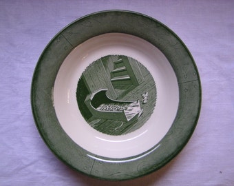 Royal China Colonial Homestead Green Rim Soup Bowl