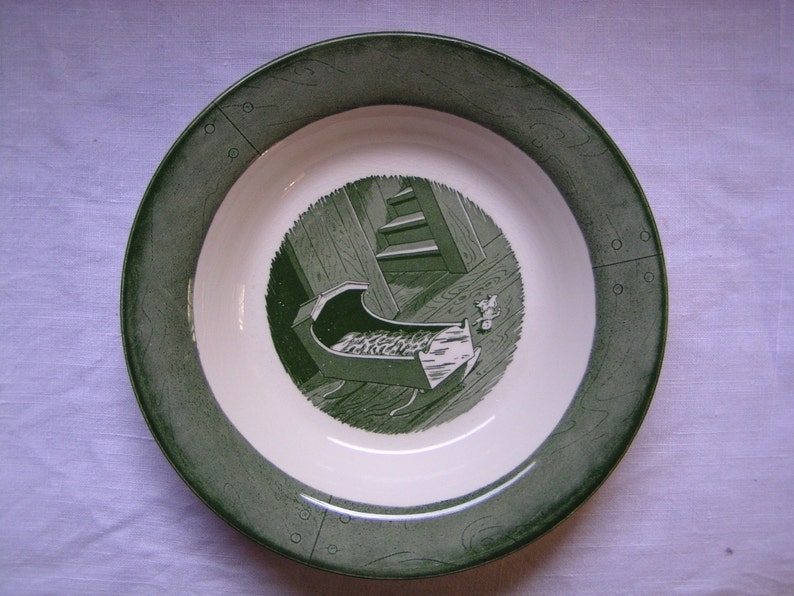 Royal China Colonial Homestead Green Rim Soup Bowl image 1