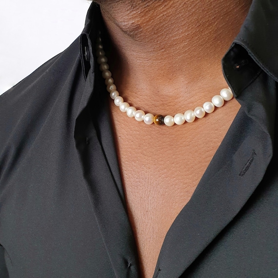 Snake Pearl Necklace for Men | Unique Men's Pearl Necklace