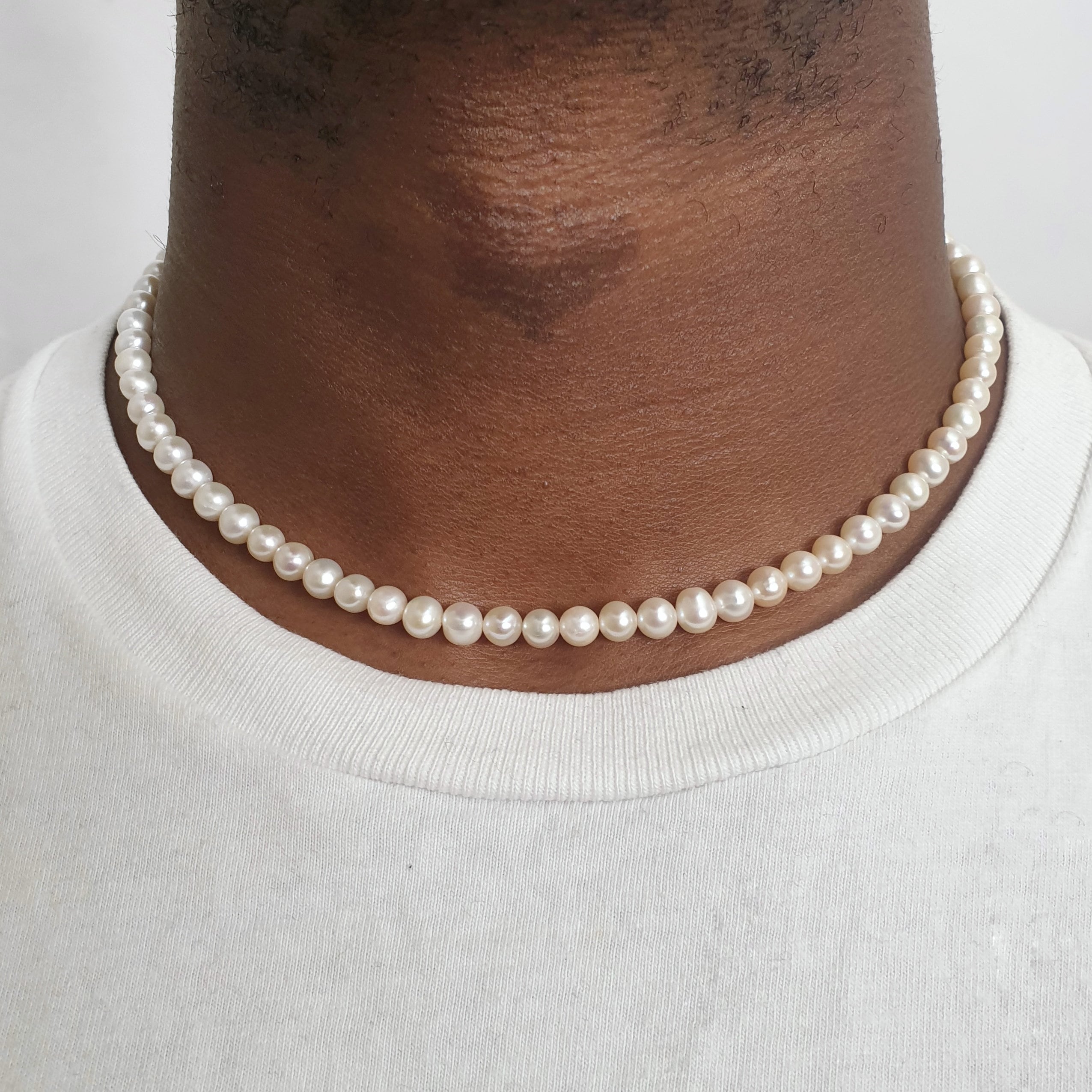 Pearl Necklace Men | Freshwater Mens Pearl Necklace | Faux Pearl Neckl –  Huge Tomato