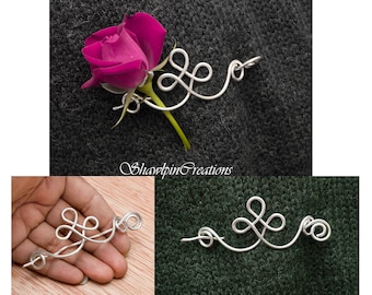 Silver Celtic design for knitted sweater,scarfs .Shawl pin  and Sweater pin,silver wire Shawl Pin,Shawl brooch, Sweater,brass shawl pin