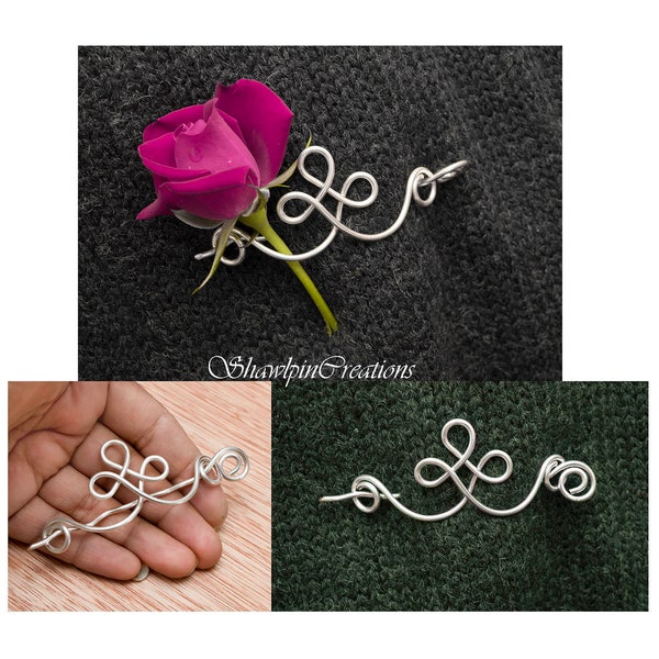 Silver Celtic design for knitted sweater,scarfs .Shawl pin  and Sweater pin,silver wire Shawl Pin,Shawl brooch, Sweater,brass shawl pin