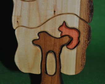 Puzzle "Squirrels" - Wood puzzle - Wooden Puzzle - Puzzle toy - Education Set - Wood handmade toys- Natural eco friendly - waldorf toy