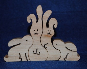 Puzzle "Bunnies" - Wood puzzle - Wooden Puzzle - Puzzle toy - Education Set - Wood handmade toys- Natural eco friendly - waldorf toy
