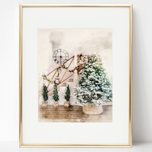 Pastel Watercolor Christmas Tree Wall Art, Watercolor Christmas, Watercolor Holiday, Staircase Wall Art, Print