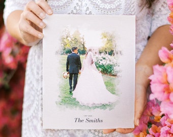 Custom Wedding Drawing, Wedding Photo Watercolor, Christmas Gift Wife, Christmas, Anniversary Gift for Wife, Personalized Christmas Gift