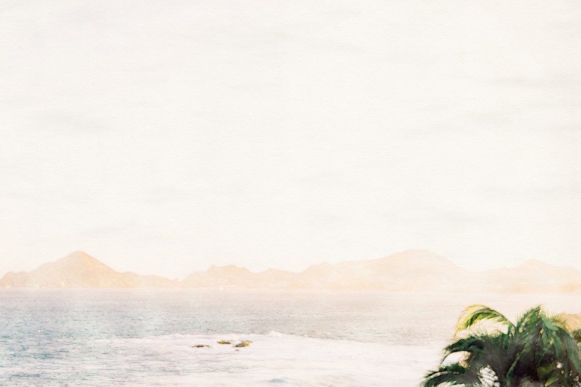 Beach Watercolor Wall Art Ocean Print Beach Photo Pastel Etsy