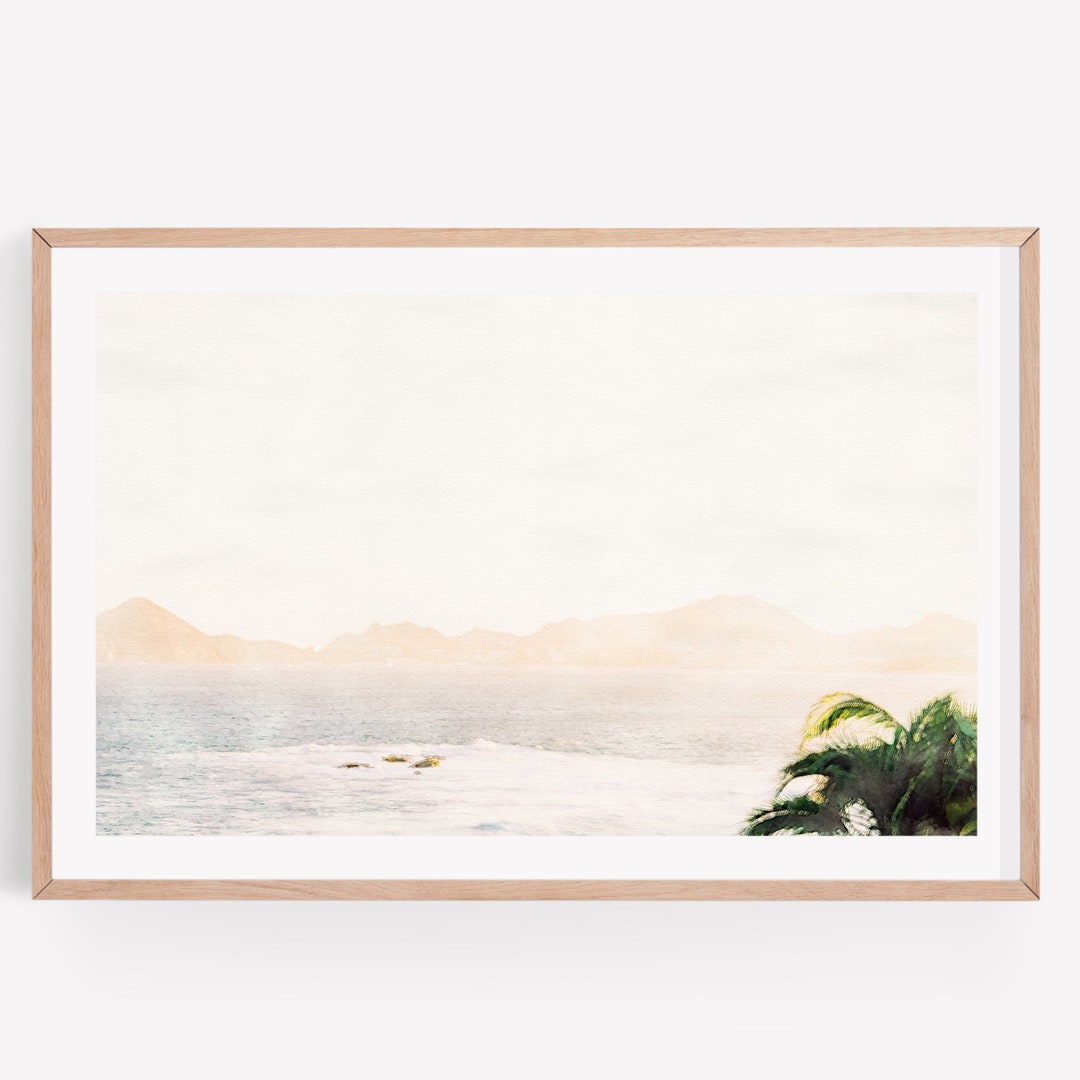 Beach Watercolor Wall Art, Ocean Print, Beach Photo, Pastel Ocean