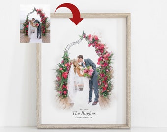 Custom Wedding Drawing, Wedding Photo Watercolor, Wedding Picture Painting, Anniversary Gift for Wife, Personalized Wedding Gift