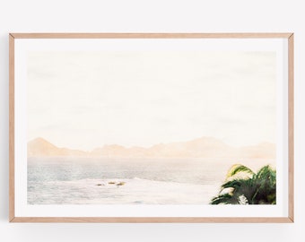 Beach Watercolor Wall Art, Ocean Print, Beach Photo, Pastel Ocean Watercolor, Watercolor Landscape, Minimalist Beach, Minimalist Ocean