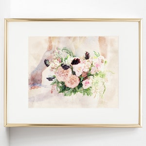 Pastel Watercolor Flower Wall Art, Watercolor Bouquet, Bouquet Wall Art, Floral Wall Art, Pastel Floral Print, Blush Pink Flower Print