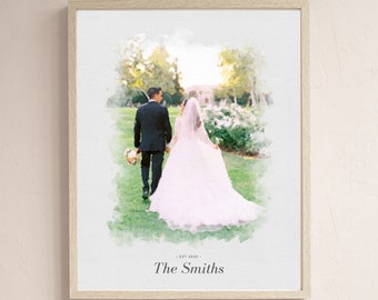 Custom Wedding Drawing, Wedding Photo Watercolor, Wedding Picture Painting, Anniversary Gift Wife, Personalized Wedding Gift, Valentines Day