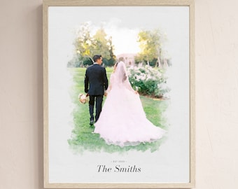 Custom Wedding Drawing, Wedding Photo Watercolor, Wedding Picture Painting, Anniversary Gift Wife, Personalized Wedding Gift, Valentines Day