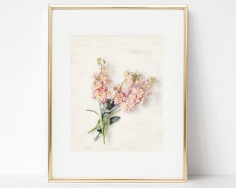 Arte de parede de flor aquarela pastel, flor aquarela, flor rosa, impressão de flor de belas artes, arte de parede natural, rosa blush, flor rosa blush