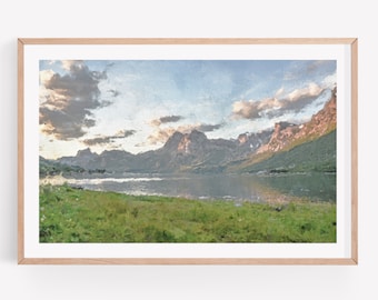 Sunset Mountain Lake Wall Art Print, Photography Prints, Nature Photography, Mountain Wall Art, Mountain Lake Print, Mountain Landscape