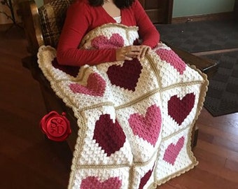 VIDEO TUTORIAL I Heart Valentine&#39;s Throw | Love | Heart | Lap Quilt | Corner-to-Corner | Blocks | Valentine&#39;s Day Gift | C2C