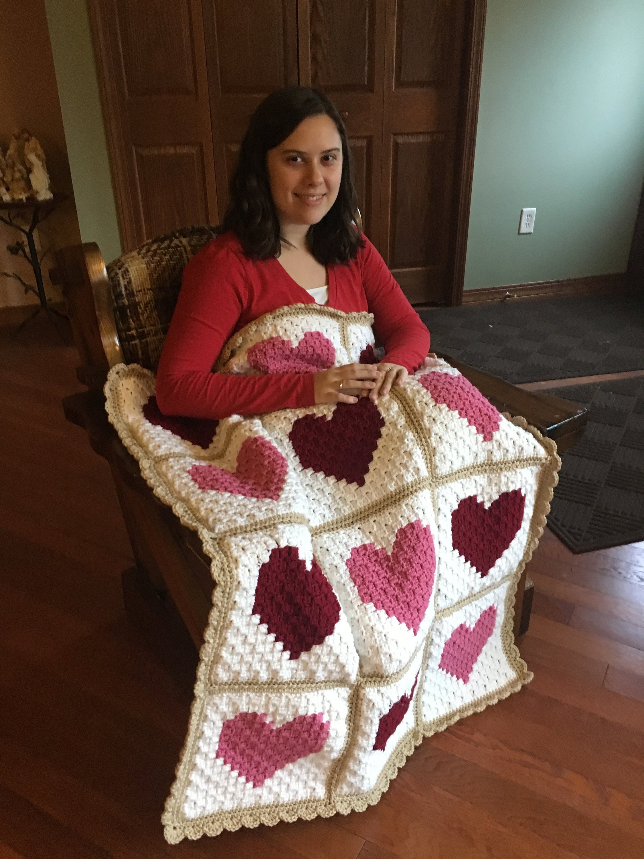 Crochet Blanket Pattern. Heart Baby Blanket Pattern. Easy Valentines Gift  Crochet Afghan. Modern Unique Love Heart Throw Handmade Blanket 