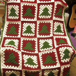 CROCHET PATTERN Christmas Tree Granny Square Afghan