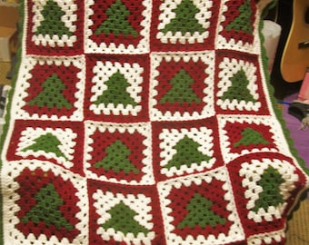 CROCHET PATTERN Christmas Tree Granny Square Afghan